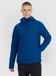 4F Kurtka softshell wiatroodporna męska - turkusowa L. Niebieskie kurtki męskie 4f, l, bez wzorów, z dzianiny, z kapturem. W wyprzedaży za 249.99 zł.