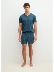 Marc O´Polo Bodywear Szorty dresowe w kolorze niebieskim rozmiar: L. Niebieskie szorty męskie z dresówki, bez kołnierzyka. Za 68.95 zł.