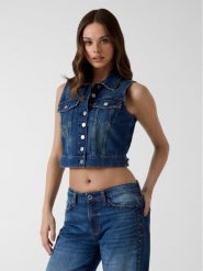 Guess Top 183438 Niebieski Classic Fit. Niebieskie topy damskie Guess, xl, z aplikacjami, bez ramiączek. Za 614.99 zł.