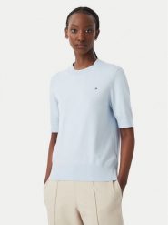 Tommy Hilfiger Bluzka WW0WW49705 Niebieski Slim Fit. Niebieskie bluzki damskie Tommy Hilfiger, s, bez wzorów, z bawełny, bez kołnierzyka, bez ramiączek. Za 369.99 zł.