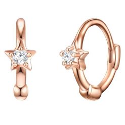 Glanzstücke München Srebrne kolczyki kreole Gwiazda srebro wysokiej próby Cyrkonia różowe złoto Kolczyki koła 1 ct Damski. Czerwone kolczyki damskie Glanzstücke München, z cyrkonią, srebrne. Za 179.99 zł.