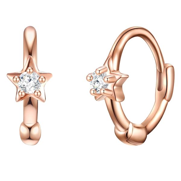 Glanzstücke München Srebrne kolczyki kreole Gwiazda srebro wysokiej próby Cyrkonia różowe złoto Kolczyki koła 1 ct Damski. Czerwone kolczyki damskie Glanzstücke München, z cyrkonią, srebrne. Za 179.99 zł.