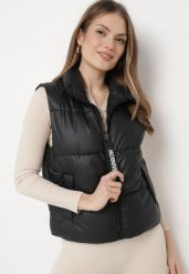Czarna Kamizelka z Ozdobnym Suwakiem i Wysoką Stójką Avertia. Czarne kamizelki damskie Born2be, l. Za 84.99 zł.