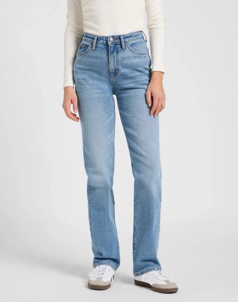 DAMSKIE SPODNIE LEE JUNE CALM SEAS 112371098. Spodnie materiałowe damskie Lee, bez wzorów, z jeansu. Za 219.99 zł.