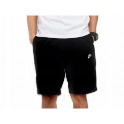 Spodenki dresowe męskie NIKE szorty bawełniane. Czarne szorty męskie Nike, z bawełny, bez kołnierzyka. Za 126.00 zł.