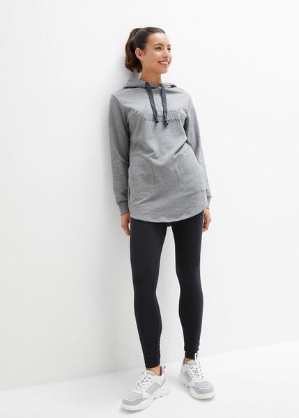 Dres sportowy z długą bluzą i legginsami (2 części). Szare bluzy bez kaptura damskie bonprix, z dresówki. Za 149.99 zł.