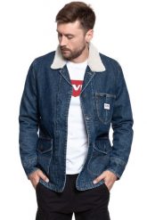 KURTKA ZIMOWA LEE LONG LOCO SHERPA DARK WORN L88KRDEP 112123740. Niebieskie kurtki męskie Lee, na zimę, l, bez wzorów, z jeansu, bez kaptura. W wyprzedaży za 139.99 zł.