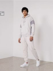 Bluza hoodie comfort fit z kontrastowymi panelami - kremowy. Białe bluzy sportowe męskie Sinsay, bez wzorów, sportowe, bez kołnierzyka, bez ramiączek. Za 69.99 zł.