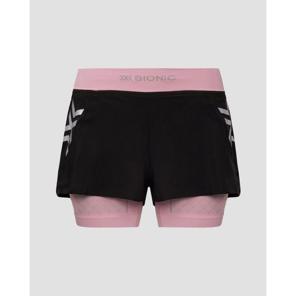 Spodenki biegowe damskie X-Bionic Twyce Race 2in1 Shorts Black Pink. Czarne szorty damskie XBIONIC, bez wzorów. W wyprzedaży za 350.00 zł.