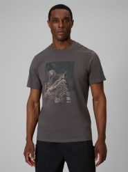 4F T-shirt regular z nadrukiem męski - szary S. Szare t-shirty męskie 4f, m, bez wzorów, z bawełny, bez kołnierzyka. Za 69.99 zł.