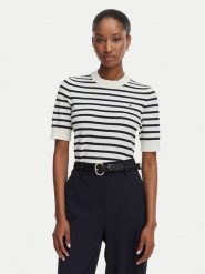 Tommy Hilfiger Sweter WW0WW49705 Kremowy Regular Fit. Białe swetry klasyczne damskie Tommy Hilfiger, l, z bawełny, bez kołnierzyka. Za 299.99 zł.