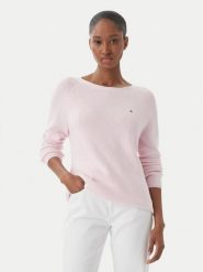 Tommy Hilfiger Sweter WW0WW44975 Różowy Regular Fit. Czerwone swetry klasyczne damskie Tommy Hilfiger, xs, z bawełny, bez kołnierzyka. Za 409.99 zł.