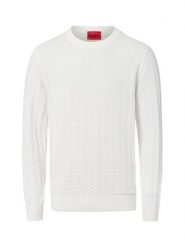 HUGO sweter z dzianiny Mężczyźni Bawełna biały, S. Białe swetry męskie Hugo, m, bez wzorów, z bawełny, bez kołnierzyka. Za 549.95 zł.