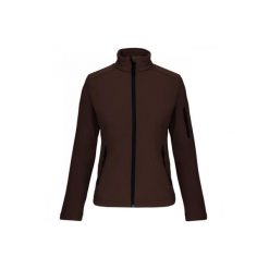Kurtka damska Kariban Softshell. Brązowe kurtki damskie KARIBAN, bez wzorów, z softshellu, bez kaptura. Za 216.50 zł.
