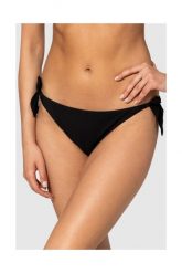 MOSCHINO Czarny dół od bikini z wiązaniami i złotym logo. Czarne bikini damskie MOSCHINO, bez wzorów. W wyprzedaży za 249.99 zł.