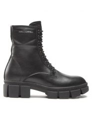KARL LAGERFELD Botki KL43250 Czarny. Czarne botki damskie Karl Lagerfeld, ze skóry, bez obcasa, na płaskiej podeszwie, bez zapięcia. Za 1,159.00 zł.