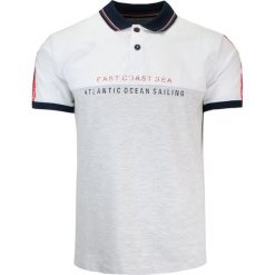 Koszulka POLO Biało-Szara z Nadrukiem, Casualowa, Męska, Krótki Rękaw. Niebieskie koszulki polo męskie MCL, l, bez wzorów, z bawełny, bez ramiączek. Za 145.00 zł.