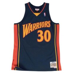 Koszulka NBA Golden State Warriors Stephen Curry. Niebieskie t-shirty sportowe męskie Mitchell & Ness, l, z dzianiny, bez ramiączek, do koszykówki. Za 509.50 zł.