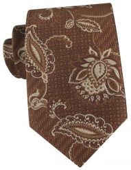 Brązowy Krawat w Odcieniu Mlecznej Czekolady w Kwiaty - Chattier. Białe krawaty i muchy męskie Chattier, bez wzorów, z tkaniny, eleganckie. Za 55.00 zł.