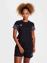 Koszulka damska Hummel Travel. Czarne bluzki sportowe damskie HUMMEL, m, z bawełny, bez kołnierzyka, bez ramiączek. Za 95.60 zł.
