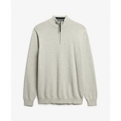 Czarny sweter z kołnierzem typu "camionneur" Superdry Essentials. Szare swetry męskie Superdry., na zimę, m, bez wzorów, z bawełny, bez kołnierzyka. Za 332.10 zł.