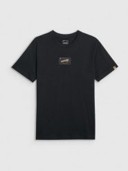 4F T-shirt regular z nadrukiem męski - czarny XXL. Czarne t-shirty męskie 4f, m, bez wzorów, z bawełny, bez kołnierzyka. Za 79.99 zł.