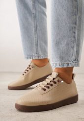 Ciemnobeżowe Wsuwane Tenisówki z Perforacją i Podeszwą z Bieżnikiem Illanya. Brązowe trampki i tenisówki damskie Born2be, bez wzorów, z jeansu. Za 69.99 zł.