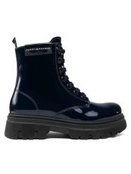 Tommy Hilfiger Kozaki T4A5-33040-0775 M Niebieski. Niebieskie kozaki dziewczęce Tommy Hilfiger, bez wzorów, ze skóry, bez obcasa. Za 579.99 zł.