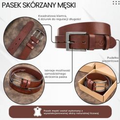 Pasek męski skórzany premium z klasyczną klamrą elegancki koniakowy 110 cm Paolo Peruzzi PG-10-CG-110. Paski męskie bez wzorów, z materiału, casualowe. Za 69.00 zł.