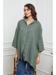 Joséfine Lniana koszula w kolorze khaki rozmiar: XXL. Brązowe koszule damskie Joséfine, xxl, bez wzorów, ze lnu, z asymetrycznym kołnierzem, bez ramiączek. Za 187.99 zł.