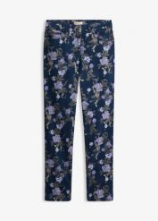 Spodnie z diagonalu ze wzorem w kwiatki. Niebieskie spodnie materiałowe damskie bonprix, bez wzorów, eleganckie. Za 139.99 zł.