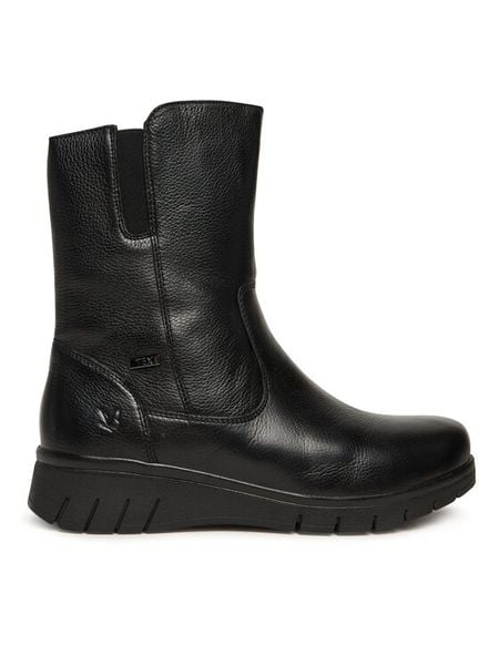 Caprice Botki 9-26458-45 Czarny. Czarne botki damskie Caprice, ze skóry, bez obcasa, na płaskiej podeszwie, bez zapięcia. Za 589.99 zł.