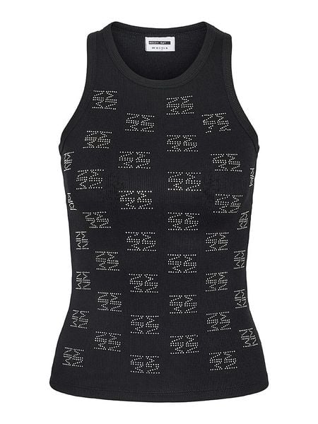 Noisy may Top "Tammie" w kolorze czarnym rozmiar: M. Czarne topy damskie Noisy may, m, bez wzorów, z bawełny, bez kołnierzyka. Za 70.74 zł.