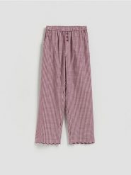 Spodnie piżamowe w kratkę - fioletowy. Fioletowe piżamy damskie Reserved, l, bez wzorów, z bawełny, bez ramiączek. Za 79.99 zł.