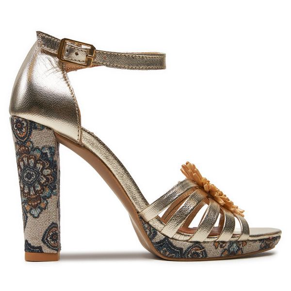 Sandały Maciejka. Żółte sandały damskie Maciejka, bez wzorów, bez obcasa, na słupku. Za 349.99 zł.