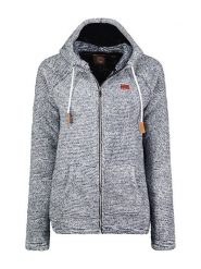 Geographical Norway Kurtka polarowa "Trigo" w kolorze niebieskim rozmiar: L. Niebieskie kurtki damskie Geographical Norway, l, z aplikacjami, z polaru, bez kaptura. Za 96.60 zł.