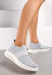 Szare Buty Sportowe z Napisem LOVE i Elastyczną Cholewką Alaissa. Szare buty sportowe na co dzień damskie Renee, bez wzorów. Za 44.99 zł.