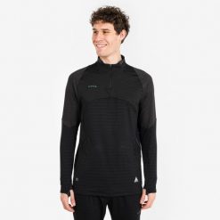 Bluza piłkarska Kipsta CLR półsuwak. Czarne bluzy bez kaptura męskie KIPSTA, m, z materiału. Za 129.99 zł.