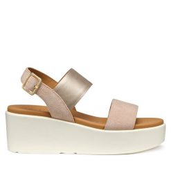 Sandały Geox. Brązowe sandały damskie Geox, bez wzorów, bez obcasa, na koturnie. Za 369.99 zł.