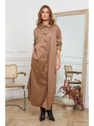 Joséfine Sukienka "Mateo" w kolorze beżowym rozmiar: XL. Brązowe sukienki damskie Joséfine, xl, bez wzorów, bez kołnierzyka, bez ramiączek, maxi. Za 183.59 zł.