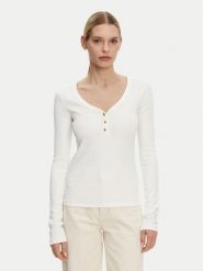 Tommy Hilfiger Bluzka Henley WW0WW43905 Biały Slim Fit. Białe bluzki damskie Tommy Hilfiger, m, bez wzorów, z bawełny, bez ramiączek. Za 219.99 zł.