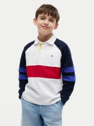 Tommy Hilfiger Polo Colourblock KB0KB10584 Biały Regular Fit. Białe t-shirty chłopięce Tommy Hilfiger, bez wzorów, z bawełny, bez ramiączek. Za 329.99 zł.