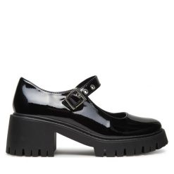 Półbuty DeeZee. Czarne półbuty damskie DeeZee, bez wzorów, bez obcasa, na obcasie. Za 139.99 zł.