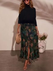 Milan Kiss Spódnica w kolorze zielono-granatowo-beżowym rozmiar: M. Brązowe spódniczki damskie Milan Kiss, m, bez wzorów, maxi, proste. Za 152.99 zł.