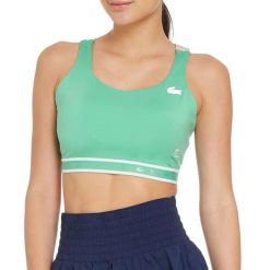 Top sportowy Lacoste Sport. Zielone topy sportowe damskie Lacoste, xs, z aplikacjami, z tkaniny, bez ramiączek. Za 227.00 zł.