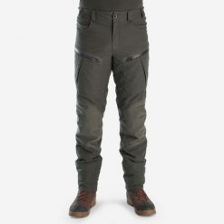 Spodnie zimowe myśliwskie Solognac Warm 900 wodoodporne. Zielone spodnie materiałowe męskie SOLOGNAC, bez wzorów, z puchu, sportowe. Za 429.99 zł.