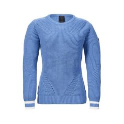 Damski sweter z dzianiny Musto Marina. Niebieskie swetry klasyczne damskie Musto, z dzianiny, bez kołnierzyka. Za 504.50 zł.
