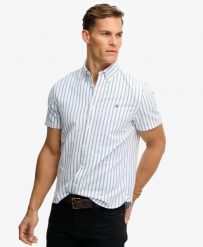 Superdry Preppy Oxford koszula krótki rękaw z organicznej bawełny – Blue Beach. Niebieskie koszule damskie Superdry., l, bez wzorów, z bawełny, klasyczne, bez kołnierzyka, bez ramiączek. Za 282.85 zł.