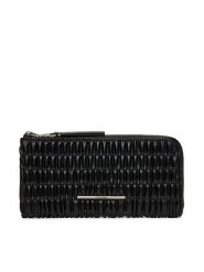Calvin Klein Portfel Ruched Long L-Zip LV04K1085G Czarny. Czarne portfele damskie CALVIN KLEIN, bez wzorów, ze skóry. Za 189.99 zł.