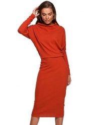 Stylove Sukienka w kolorze pomarańczowym rozmiar: L/XL. Pomarańczowe sukienki damskie Stylove, l, bez wzorów, bez kołnierzyka, bez ramiączek, midi. Za 149.31 zł.